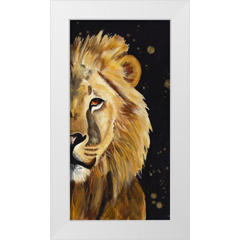 Lion Half Face White Modern Wood Framed Art Print by Goodrich, Chelsea