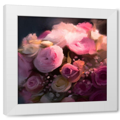 Pink Arrangement White Modern Wood Framed Art Print by Meneely, Dan