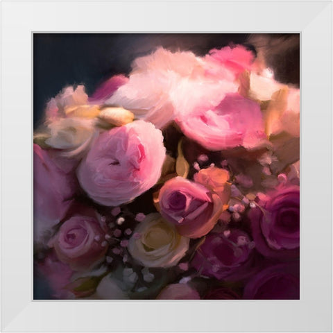 Pink Arrangement White Modern Wood Framed Art Print by Meneely, Dan