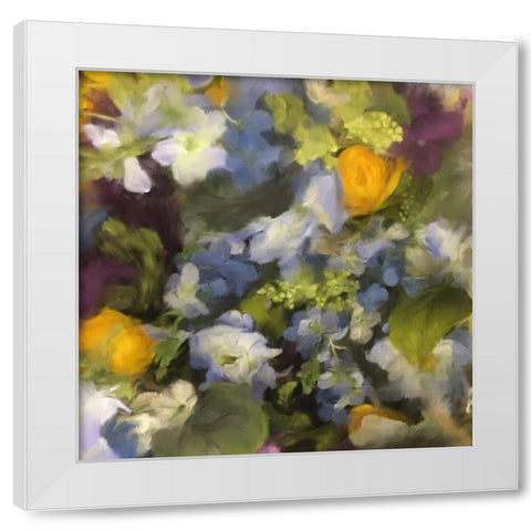 Muted Garden Flowers White Modern Wood Framed Art Print by Meneely, Dan