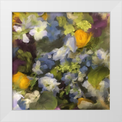 Muted Garden Flowers White Modern Wood Framed Art Print by Meneely, Dan