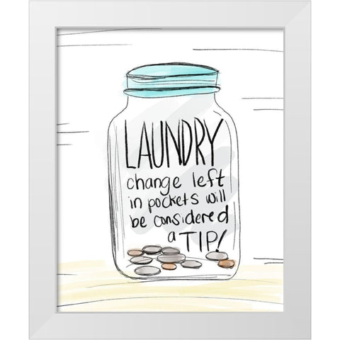 Laundry Tip Jar White Modern Wood Framed Art Print by Quach, Anna