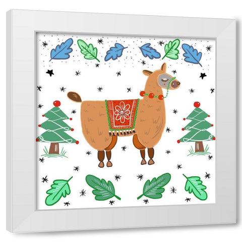 Holiday Llama White Modern Wood Framed Art Print by Del Sol, Ani