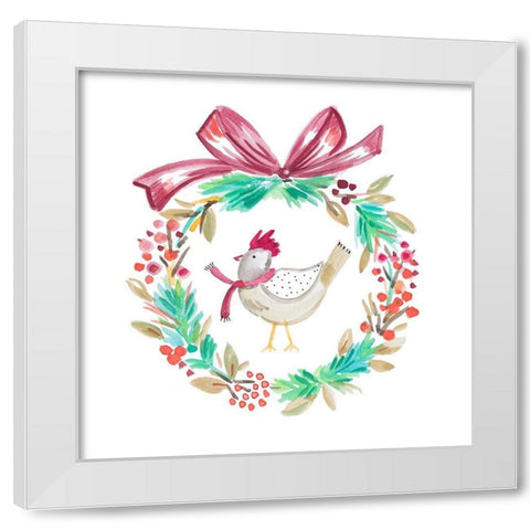 Holiday Bird Wreath I White Modern Wood Framed Art Print by Del Sol, Ani