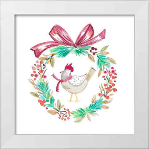 Holiday Bird Wreath I White Modern Wood Framed Art Print by Del Sol, Ani