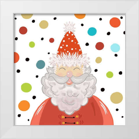 Excited Santa with Dots White Modern Wood Framed Art Print by Del Sol, Ani
