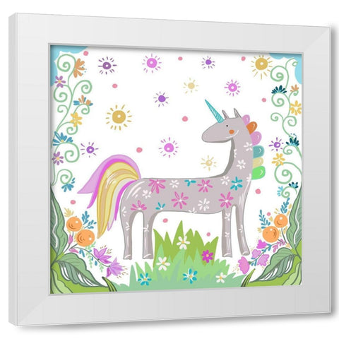 Unicorn Forest II White Modern Wood Framed Art Print by Del Sol, Ani