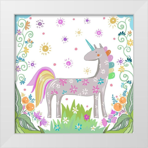 Unicorn Forest II White Modern Wood Framed Art Print by Del Sol, Ani
