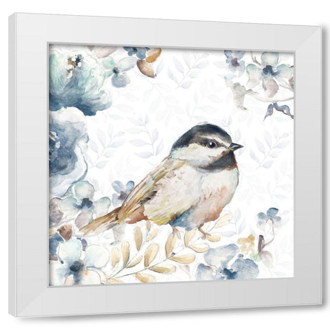 Bird on Wildflowers I White Modern Wood Framed Art Print by Pinto, Patricia