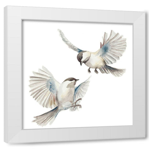 Isolated Birds White Modern Wood Framed Art Print by Pinto, Patricia