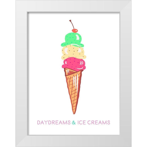 Daydreams and Ice Creams White Modern Wood Framed Art Print by Del Sol, Ani