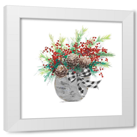 Holiday Flowers I White Modern Wood Framed Art Print by Pinto, Patricia