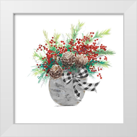 Holiday Flowers I White Modern Wood Framed Art Print by Pinto, Patricia