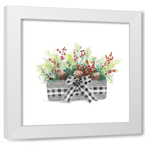 Holiday Flowers II White Modern Wood Framed Art Print by Pinto, Patricia