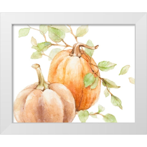 Fall Vines and Two Pumpkins White Modern Wood Framed Art Print by Loreth, Lanie