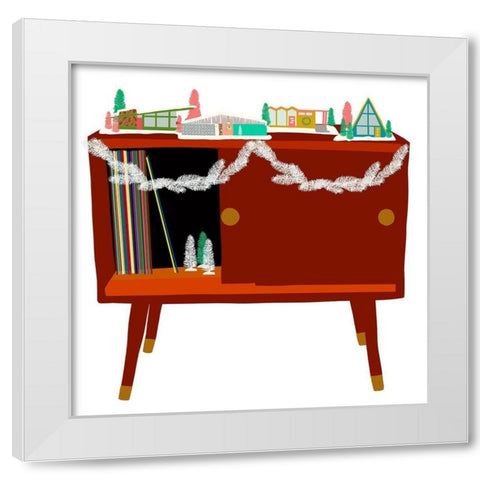 Mid Century Christmas White Modern Wood Framed Art Print by Bucheli, Jen