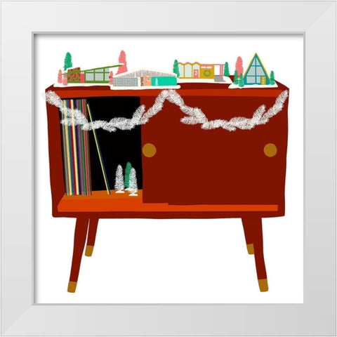 Mid Century Christmas White Modern Wood Framed Art Print by Bucheli, Jen