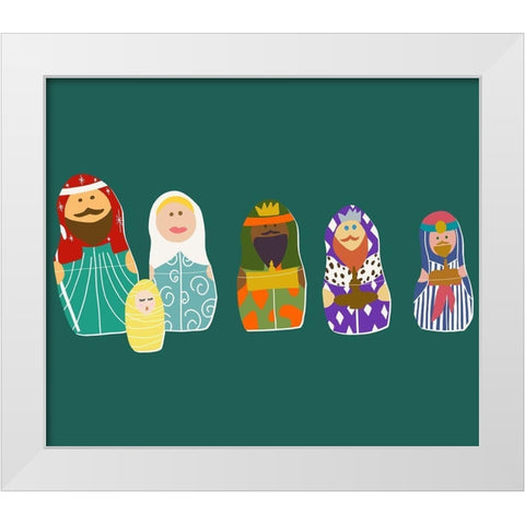Nativity Matryoshka Dolls White Modern Wood Framed Art Print by Bucheli, Jen