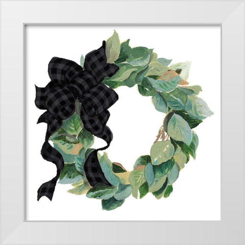 Farmhouse Wreath White Modern Wood Framed Art Print by Pinto, Patricia