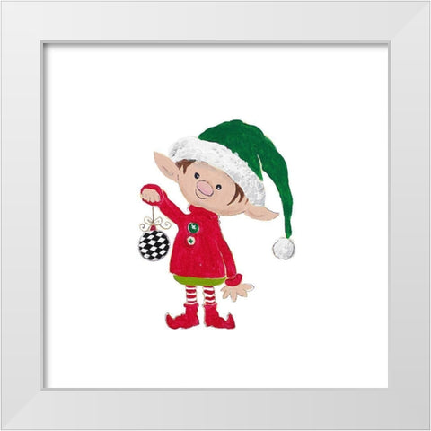 Christmas Elf White Modern Wood Framed Art Print by Pinto, Patricia