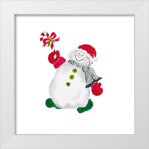 Christmas Snowman White Modern Wood Framed Art Print by Pinto, Patricia