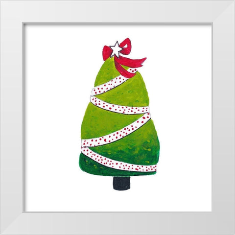 Fat Christmas Tree White Modern Wood Framed Art Print by Pinto, Patricia
