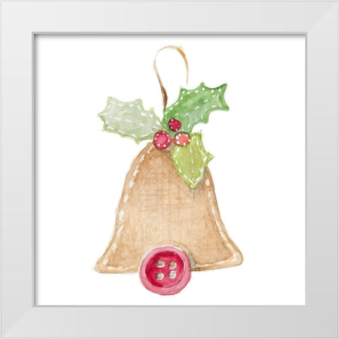 Burlap Bell Ornament White Modern Wood Framed Art Print by Loreth, Lanie