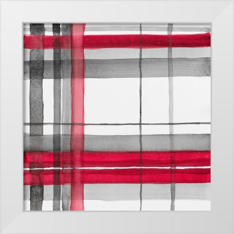 Red Plaid I White Modern Wood Framed Art Print by Loreth, Lanie