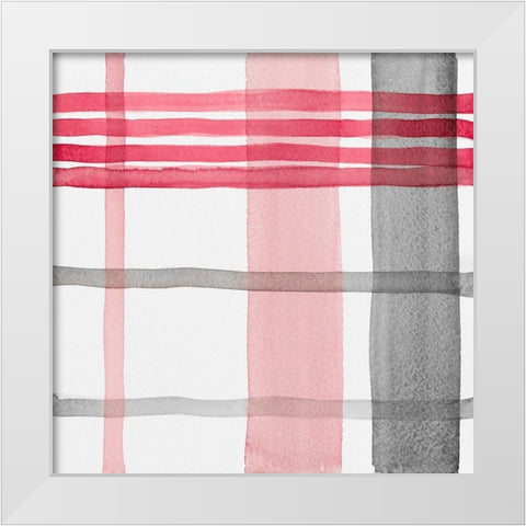 Red Plaid II White Modern Wood Framed Art Print by Loreth, Lanie