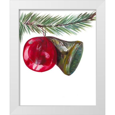 Christmas Bell on Pine White Modern Wood Framed Art Print by Beauchamp, Andy