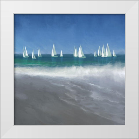 Harbor Sailing White Modern Wood Framed Art Print by Meneely, Dan