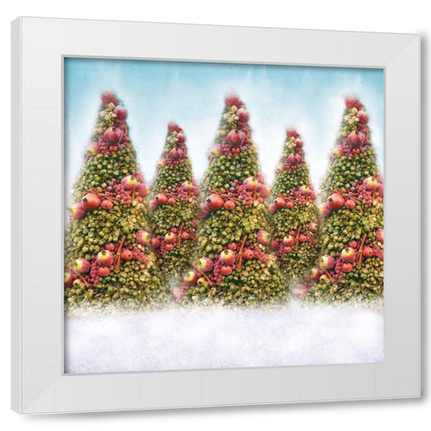Oh Christmas Trees White Modern Wood Framed Art Print by Meneely, Dan