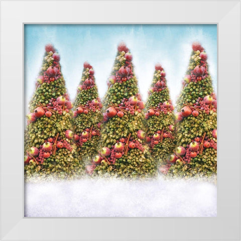 Oh Christmas Trees White Modern Wood Framed Art Print by Meneely, Dan