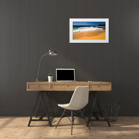 Oahu Shore Waves White Modern Wood Framed Art Print by Bill Carson Photography