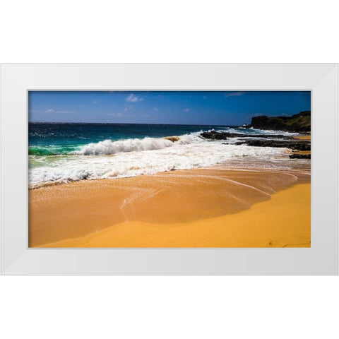 Oahu Shore Waves White Modern Wood Framed Art Print by Bill Carson Photography