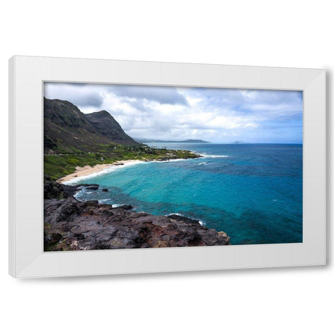 Oahu Cliffs White Modern Wood Framed Art Print by Bill Carson Photography