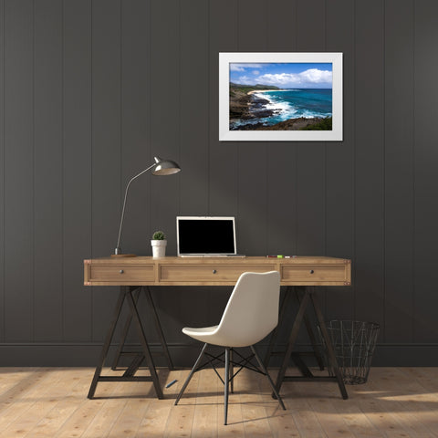 Oahu Rocky Shores II White Modern Wood Framed Art Print by Bill Carson Photography