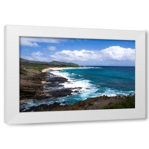 Oahu Rocky Shores II White Modern Wood Framed Art Print by Bill Carson Photography