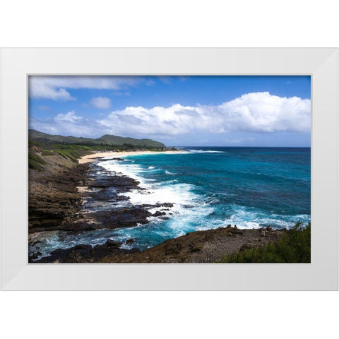 Oahu Rocky Shores II White Modern Wood Framed Art Print by Bill Carson Photography