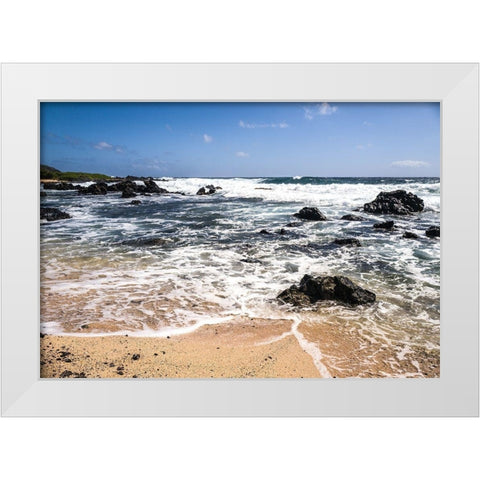 Oahu Rocky Shores I White Modern Wood Framed Art Print by Bill Carson Photography