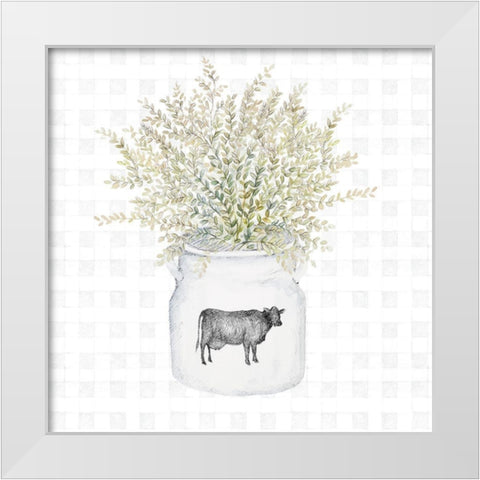 Potted Farm Herbs III White Modern Wood Framed Art Print by Gaynor, Janice