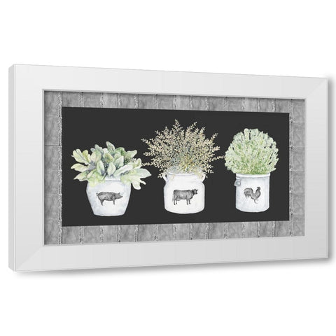 Potted Farm Arrangement Trio on Chalkboard White Modern Wood Framed Art Print by Gaynor, Janice