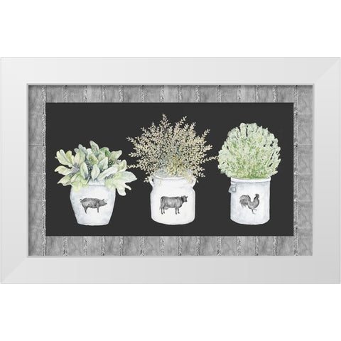 Potted Farm Arrangement Trio on Chalkboard White Modern Wood Framed Art Print by Gaynor, Janice