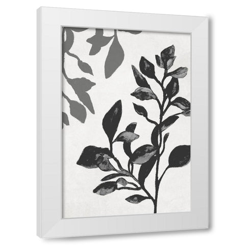 Botanical In Noir I White Modern Wood Framed Art Print by Gaynor, Janice