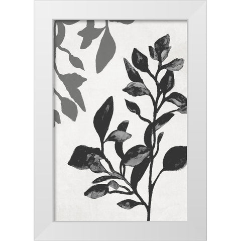 Botanical In Noir I White Modern Wood Framed Art Print by Gaynor, Janice