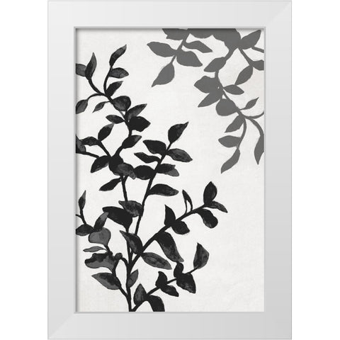 Botanical In Noir II White Modern Wood Framed Art Print by Gaynor, Janice