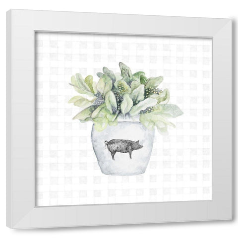 Potted Farm Herbs IV White Modern Wood Framed Art Print by Gaynor, Janice