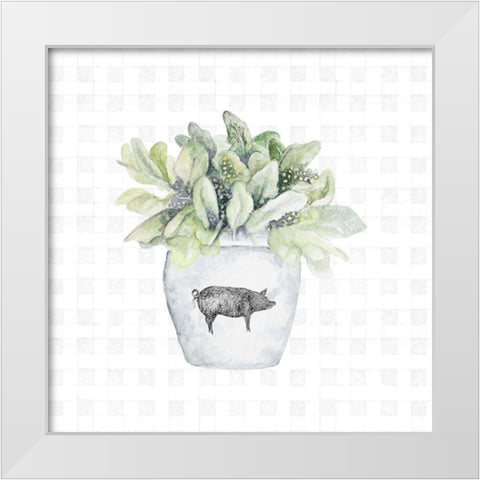 Potted Farm Herbs IV White Modern Wood Framed Art Print by Gaynor, Janice