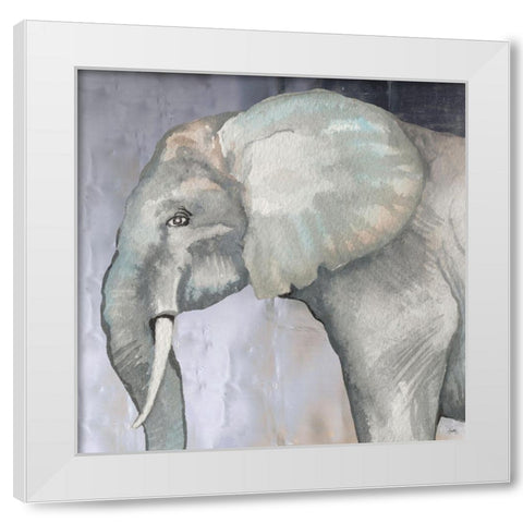 Elephant White Modern Wood Framed Art Print by Medley, Elizabeth