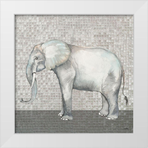 Introspective Elephant White Modern Wood Framed Art Print by Medley, Elizabeth